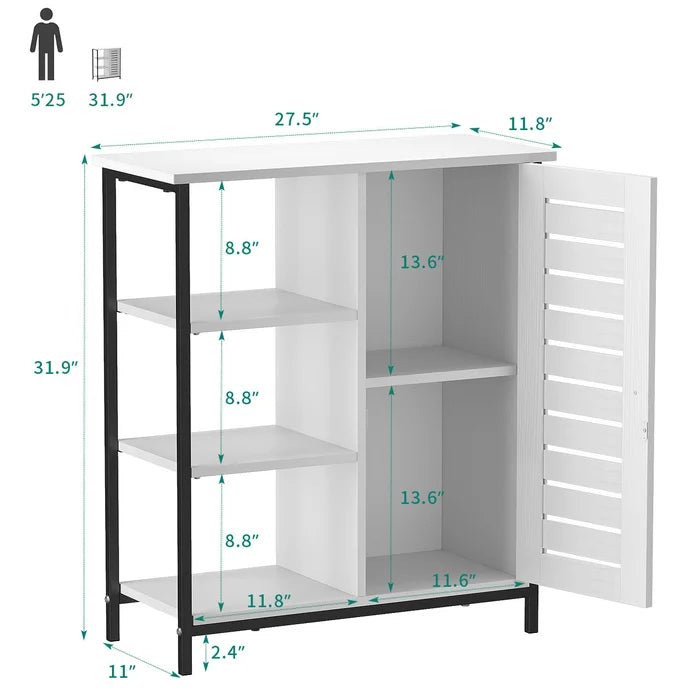 White Keevah 31.9'' Tall Iron 1 - Door Accent Cabinet Provides Additional Storage Space