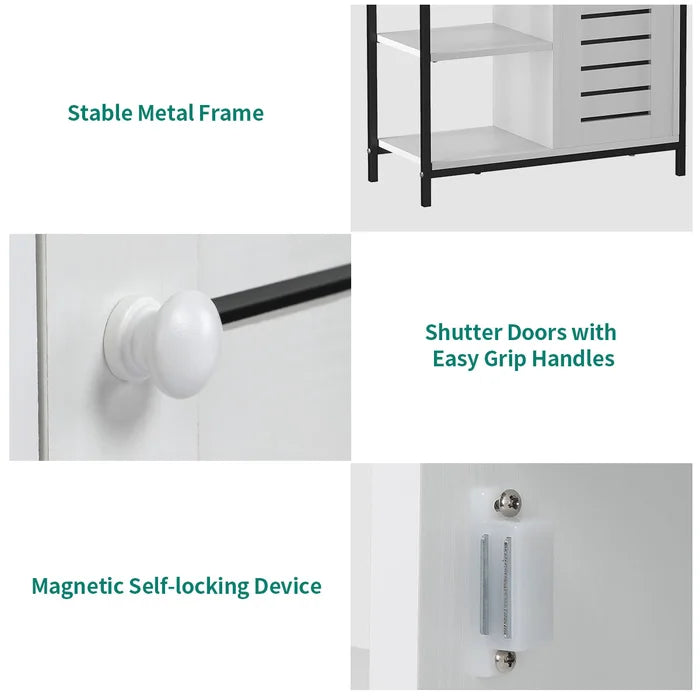 White Keevah 31.9'' Tall Iron 1 - Door Accent Cabinet Provides Additional Storage Space
