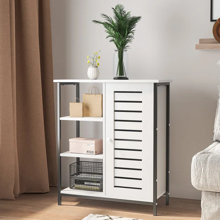White Keevah 31.9'' Tall Iron 1 - Door Accent Cabinet Provides Additional Storage Space