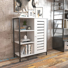 White Keevah 31.9'' Tall Iron 1 - Door Accent Cabinet Provides Additional Storage Space