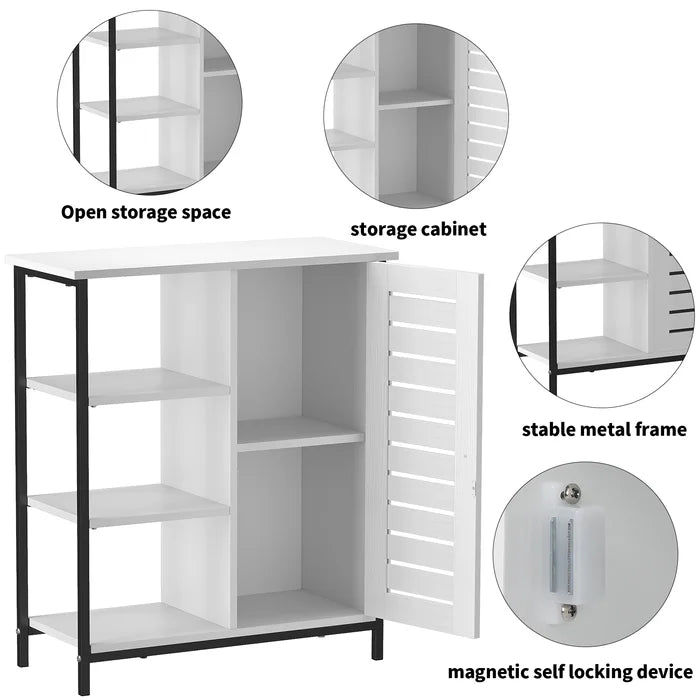 White Keevah 31.9'' Tall Iron 1 - Door Accent Cabinet Provides Additional Storage Space