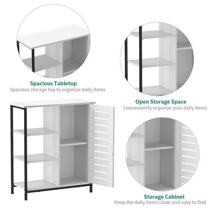 White Keevah 31.9'' Tall Iron 1 - Door Accent Cabinet Provides Additional Storage Space