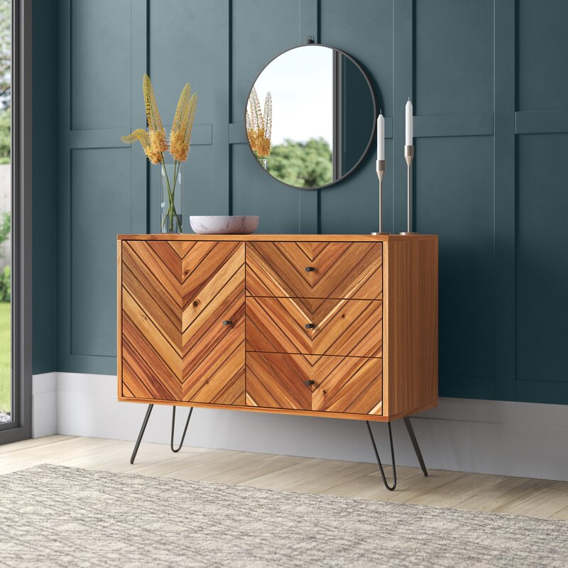 Keira 41.7'' Wide 3 Drawer Server Mid-Century Modern Designed Buffet