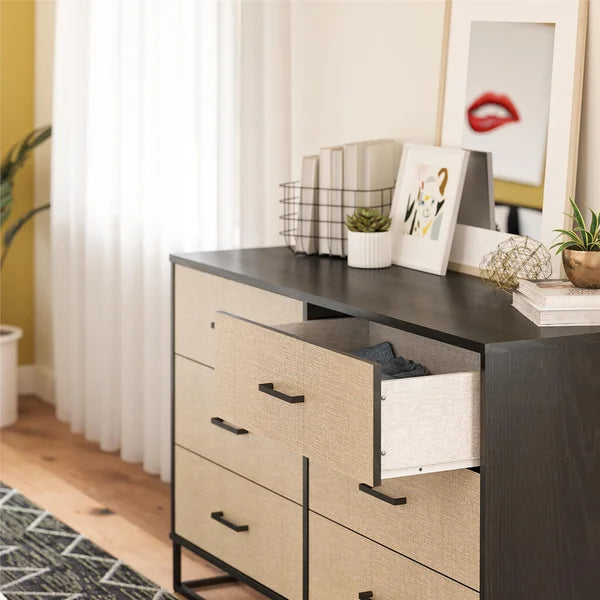 Kelly Faux Rattan 6 Drawer 53.62" W Dresser Coastal and Modern Styles