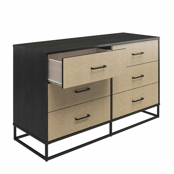 Kelly Faux Rattan 6 Drawer 53.62" W Dresser Coastal and Modern Styles