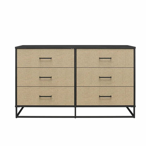 Kelly Faux Rattan 6 Drawer 53.62" W Dresser Coastal and Modern Styles
