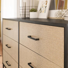 Kelly Faux Rattan 6 Drawer 53.62" W Dresser Coastal and Modern Styles