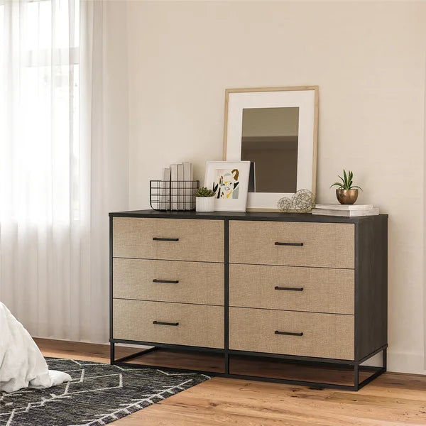 Kelly Faux Rattan 6 Drawer 53.62" W Dresser Coastal and Modern Styles
