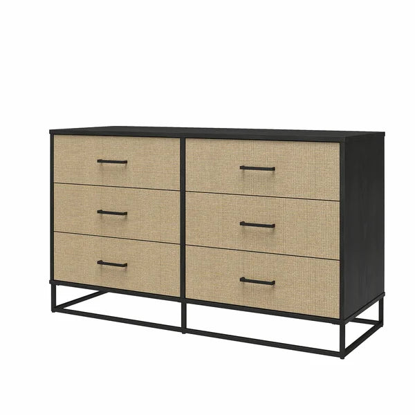 Kelly Faux Rattan 6 Drawer 53.62" W Dresser Coastal and Modern Styles