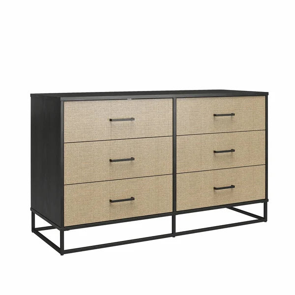 Kelly Faux Rattan 6 Drawer 53.62" W Dresser Coastal and Modern Styles