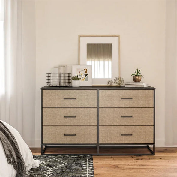 Kelly Faux Rattan 6 Drawer 53.62" W Dresser Coastal and Modern Styles