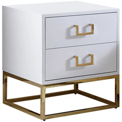 White/Gold Kemble 24'' Tall 2 - Drawer Stainless Steel Nightstand