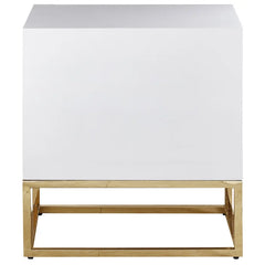 White/Gold Kemble 24'' Tall 2 - Drawer Stainless Steel Nightstand