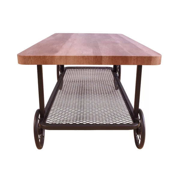 Kendig Wheel Coffee Table Open Storage with Bottom Shelf