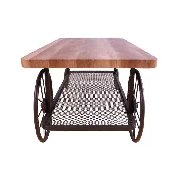 Kendig Wheel Coffee Table Open Storage with Bottom Shelf