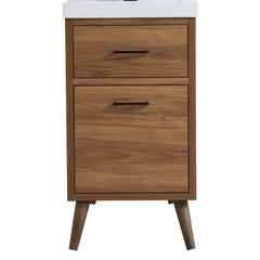 Walnut Brown Kenn 18" Single Bathroom Vanity Set Contemporary Styling