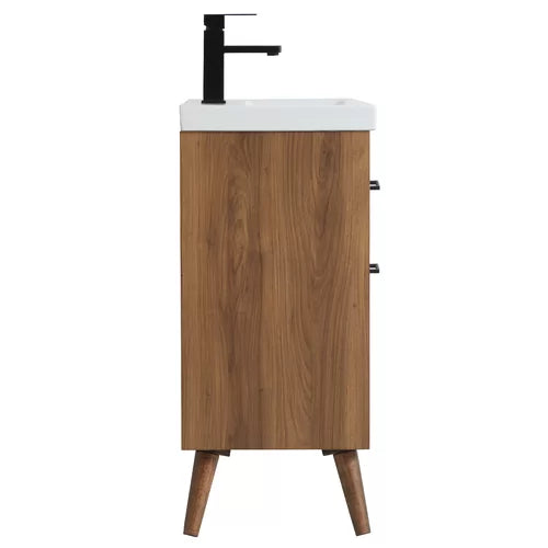 Walnut Brown Kenn 18" Single Bathroom Vanity Set Contemporary Styling