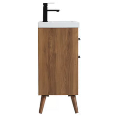 Walnut Brown Kenn 18" Single Bathroom Vanity Set Contemporary Styling