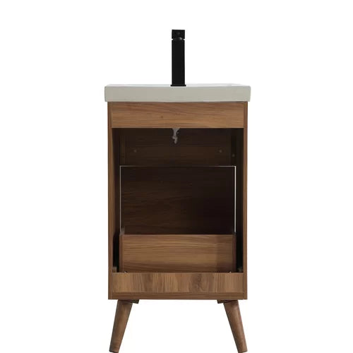 Walnut Brown Kenn 18" Single Bathroom Vanity Set Contemporary Styling