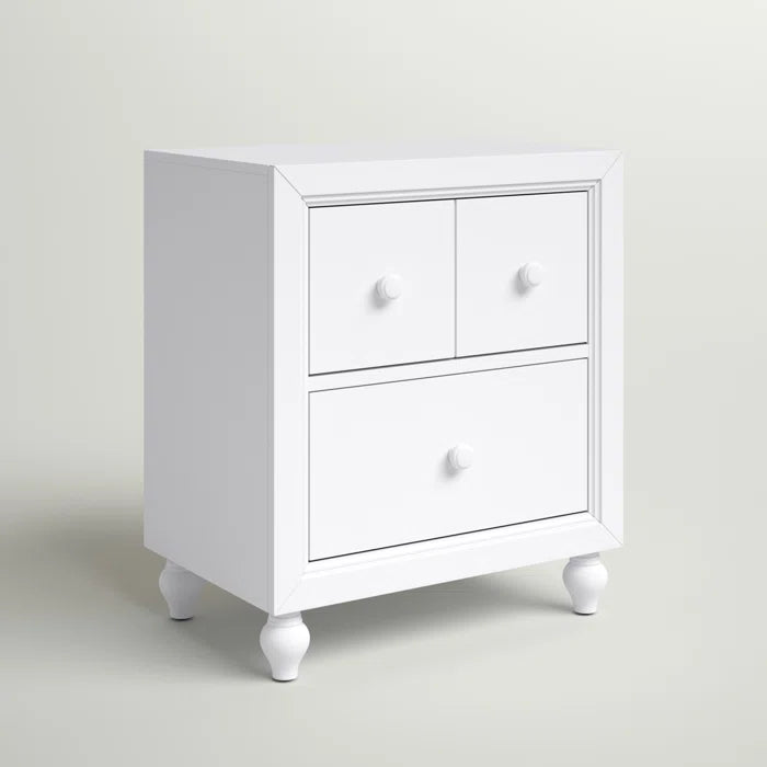 Solid Wood White Kennell 27'' Tall 2 - Drawer Nightstand Provide Storage Space