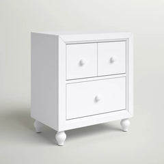 Solid Wood White Kennell 27'' Tall 2 - Drawer Nightstand Provide Storage Space