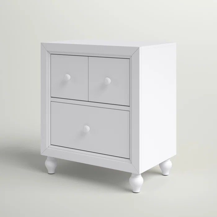 Solid Wood White Kennell 27'' Tall 2 - Drawer Nightstand Provide Storage Space
