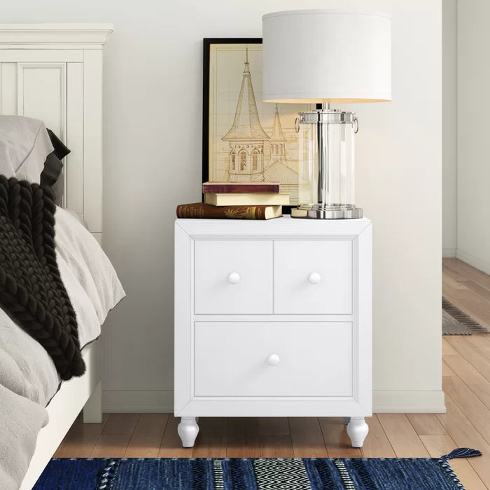 Solid Wood White Kennell 27'' Tall 2 - Drawer Nightstand Provide Storage Space