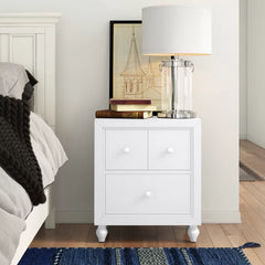 Solid Wood White Kennell 27'' Tall 2 - Drawer Nightstand Provide Storage Space