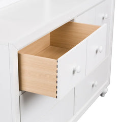 White Kennell 6 Drawer 54'' W Double Dresser with Mirror Perfect Organize