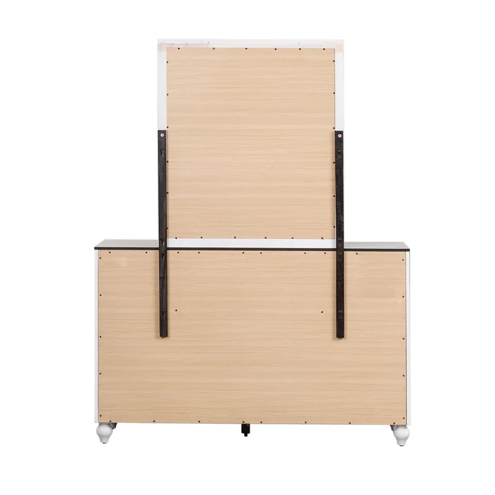 White Kennell 6 Drawer 54'' W Double Dresser with Mirror Perfect Organize
