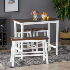 Kerley 4 - Person Counter Height Solid Wood Dining Set Farmhouse Style