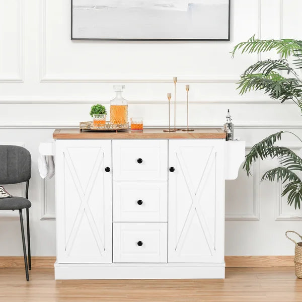 Kerlin 49.5'' Wide Rolling Kitchen Island with Solid Wood Top