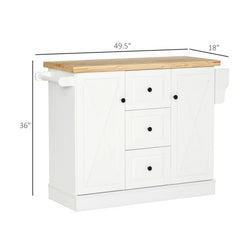 Kerlin 49.5'' Wide Rolling Kitchen Island with Solid Wood Top