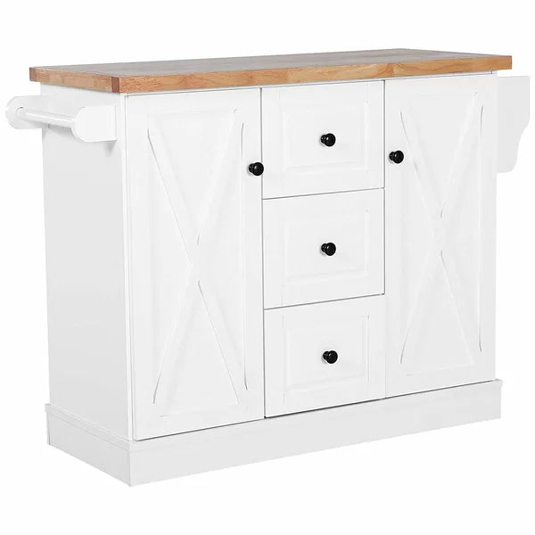Kerlin 49.5'' Wide Rolling Kitchen Island with Solid Wood Top