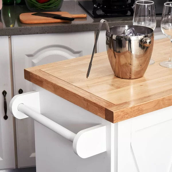 Kerlin 49.5'' Wide Rolling Kitchen Island with Solid Wood Top