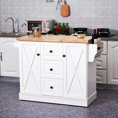 Kerlin 49.5'' Wide Rolling Kitchen Island with Solid Wood Top