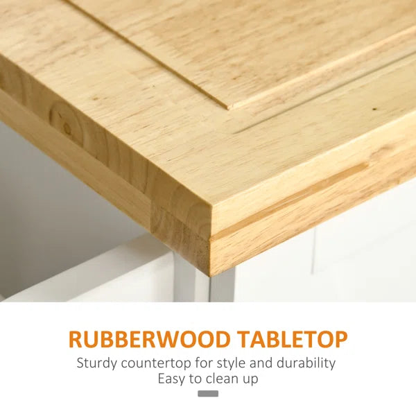 Kerlin 49.5'' Wide Rolling Kitchen Island with Solid Wood Top