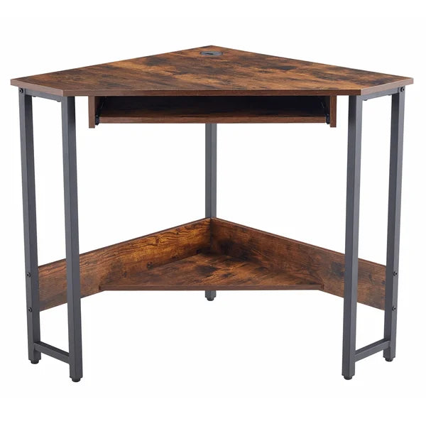 Brown/Black Corner Desk Open Shelving Perfect for Storage Space Orgnanize