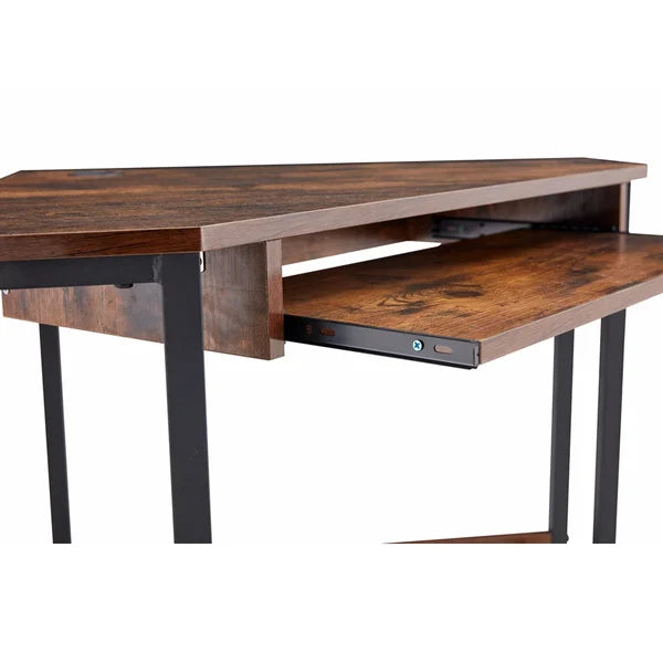 Brown/Black Corner Desk Open Shelving Perfect for Storage Space Orgnanize