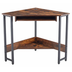 Brown/Black Corner Desk Open Shelving Perfect for Storage Space Orgnanize