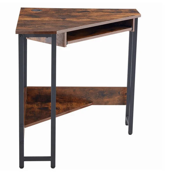 Brown/Black Corner Desk Open Shelving Perfect for Storage Space Orgnanize