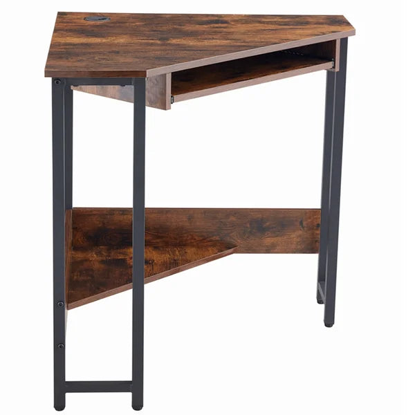 Brown/Black Corner Desk Open Shelving Perfect for Storage Space Orgnanize