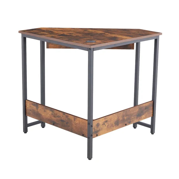 Brown/Black Corner Desk Open Shelving Perfect for Storage Space Orgnanize