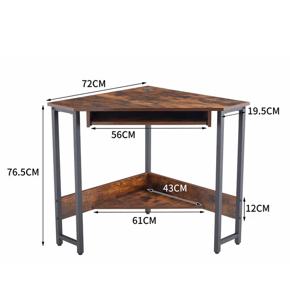 Brown/Black Corner Desk Open Shelving Perfect for Storage Space Orgnanize
