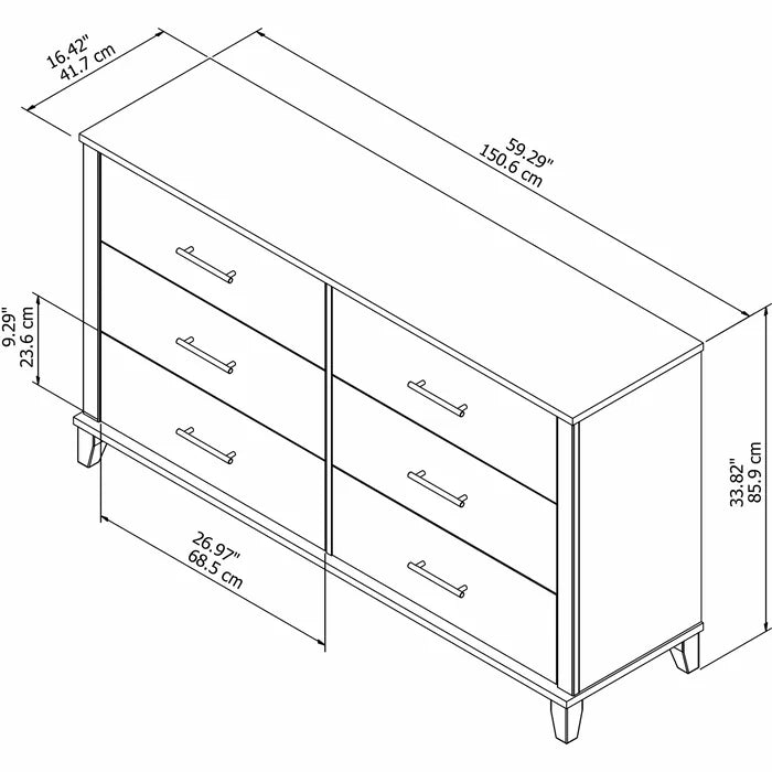 Ketcham 6 Drawer 59.29'' W Double Dresser Organize and Accessorize