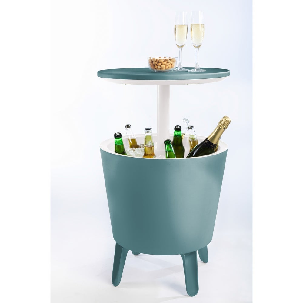 Cool Bar Patio Beverage Cooler Bar Table - Teal 7.5 Gallon Drink Storage Capacity to Handle up to 60 Cans or 40 Bottles of Water with Ice