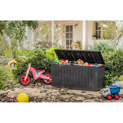 Keter 71 Gallons Gallon Water Resistant Lockable Deck Box with Wheels in Dark Brown
