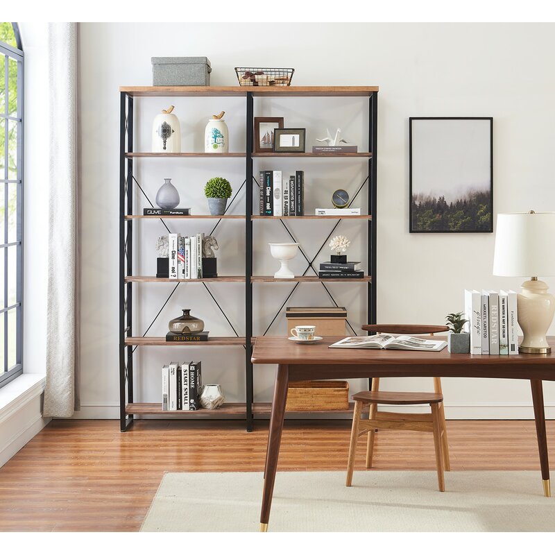 Khajag 80.7 H x 60.6 W Steel Etagere Bookcase High End Large Bookcase