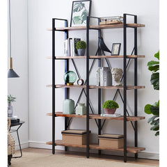 (5 Shelves) 79.9” H x 60” W x 13”D Iron Etagere Bookcase Open Etagere Bookcase Features Long Shelves that