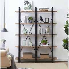 (5 Shelves) 79.9” H x 60” W x 13”D Iron Etagere Bookcase Open Etagere Bookcase Features Long Shelves that
